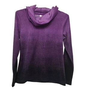 Ideology Purple Ombre Size M Cowl Neck Fleece Pullover Top Yoga Sweater  Shirt